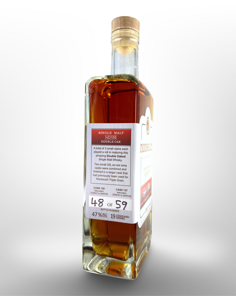 Tasmanian single malt whisky double oak side label